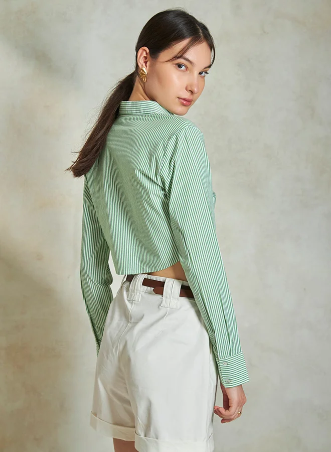 Virgio VIRGIO 100% Cotton  Curved Hem Cropped Shirt