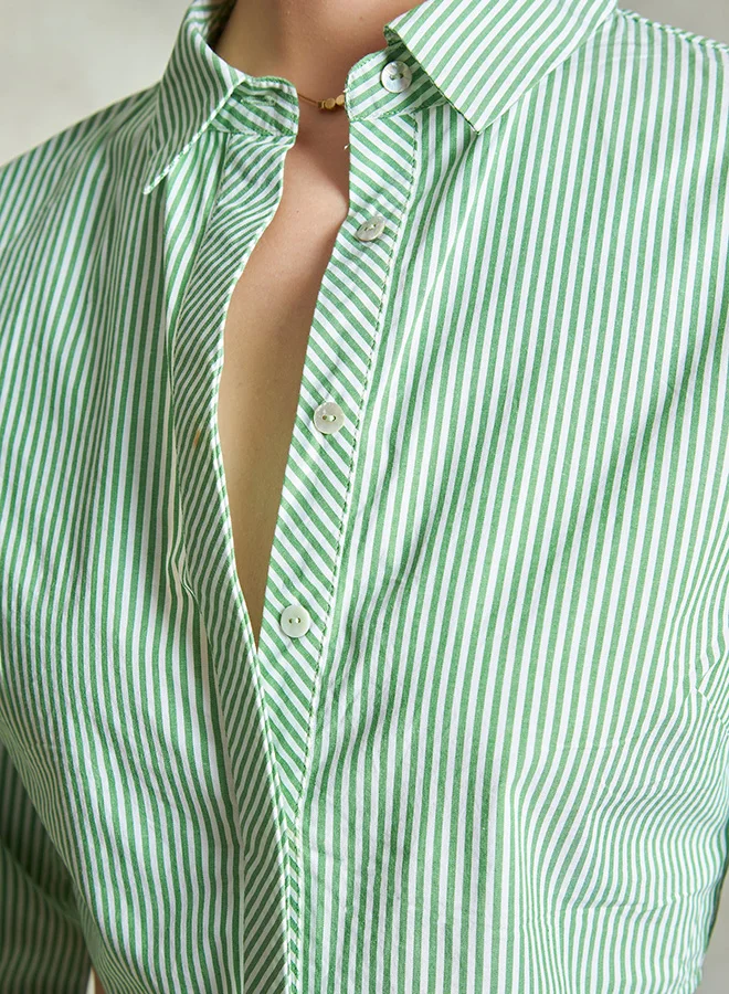 Virgio VIRGIO 100% Cotton  Curved Hem Cropped Shirt