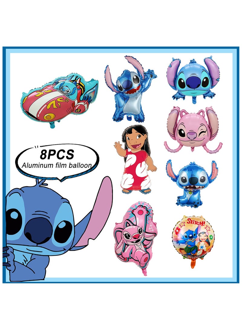 FRUITFUL PARTY Stitch Party Decoration Balloons, 8 pcs Stitch Balloons, Including Stitch Foil Balloons and Spaceship Foil Balloons Stitch Foil Aluminium Balloons for Stitch Party Decoration Supplies - Image 2