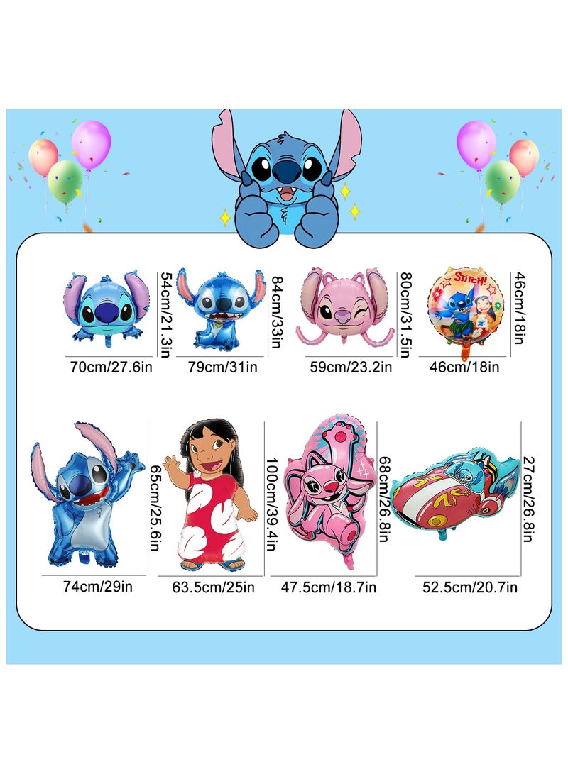 FRUITFUL PARTY Stitch Party Decoration Balloons, 8 pcs Stitch Balloons, Including Stitch Foil Balloons and Spaceship Foil Balloons Stitch Foil Aluminium Balloons for Stitch Party Decoration Supplies - Image 3