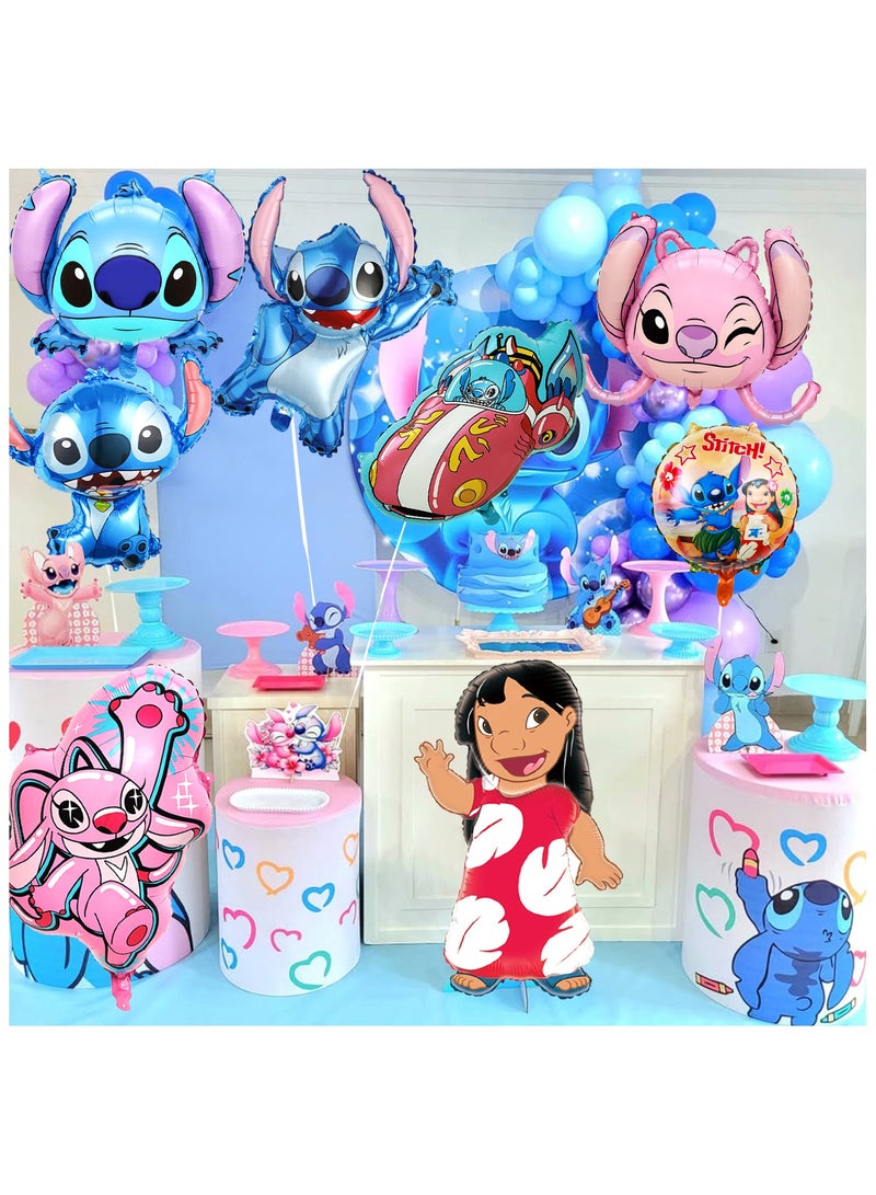 FRUITFUL PARTY Stitch Party Decoration Balloons, 8 pcs Stitch Balloons, Including Stitch Foil Balloons and Spaceship Foil Balloons Stitch Foil Aluminium Balloons for Stitch Party Decoration Supplies - Image 4