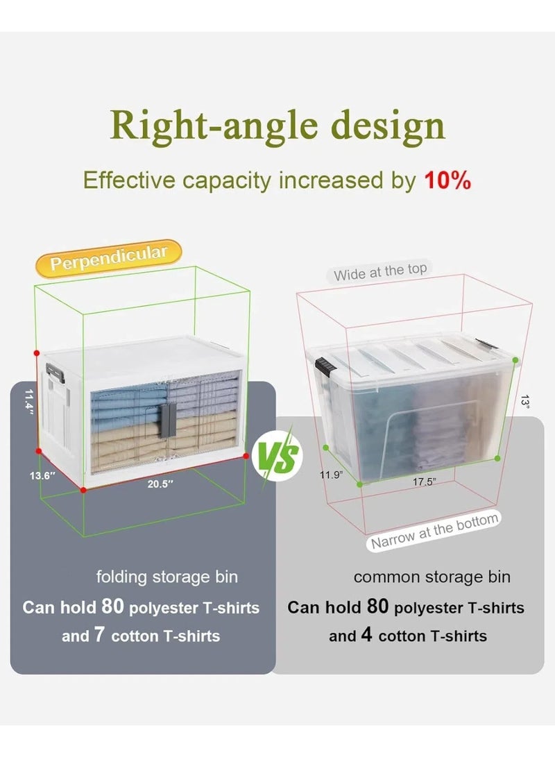 DC-ITECH Storage Bins with Lids Folding Storage box with Doors and Wheels, Collapsible Plastic Storage Bins for Closets, Stackable Storage Organizer, Storage Containers, 4 Pack Cubes - Image 3