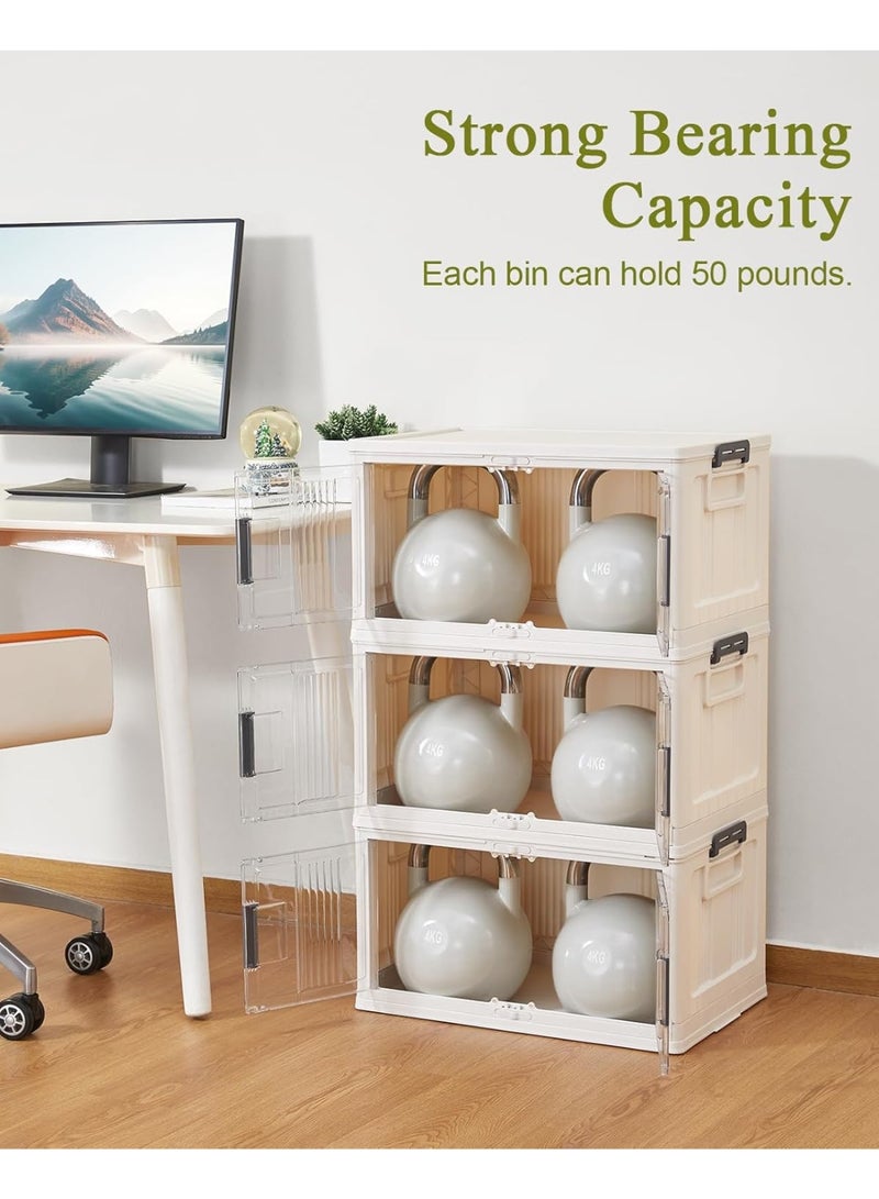 DC-ITECH Storage Bins with Lids Folding Storage box with Doors and Wheels, Collapsible Plastic Storage Bins for Closets, Stackable Storage Organizer, Storage Containers, 4 Pack Cubes - Image 4