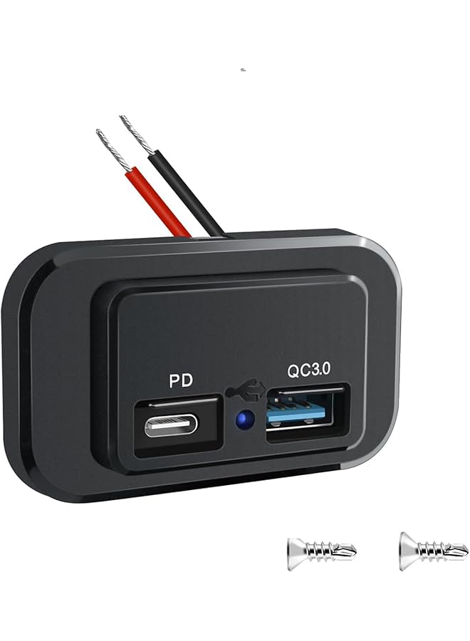 PROMASS 2 Ports 12V/24V USB Outlet 58W, Dual Quick Charge, PD Type-C (USB C) & QC3.0 USB Port Panel Wall Mount Automotive Car USB Socket Charger Power Adapter for RV Marine Boat Bus ATV Motorcycle Truck - Image 1