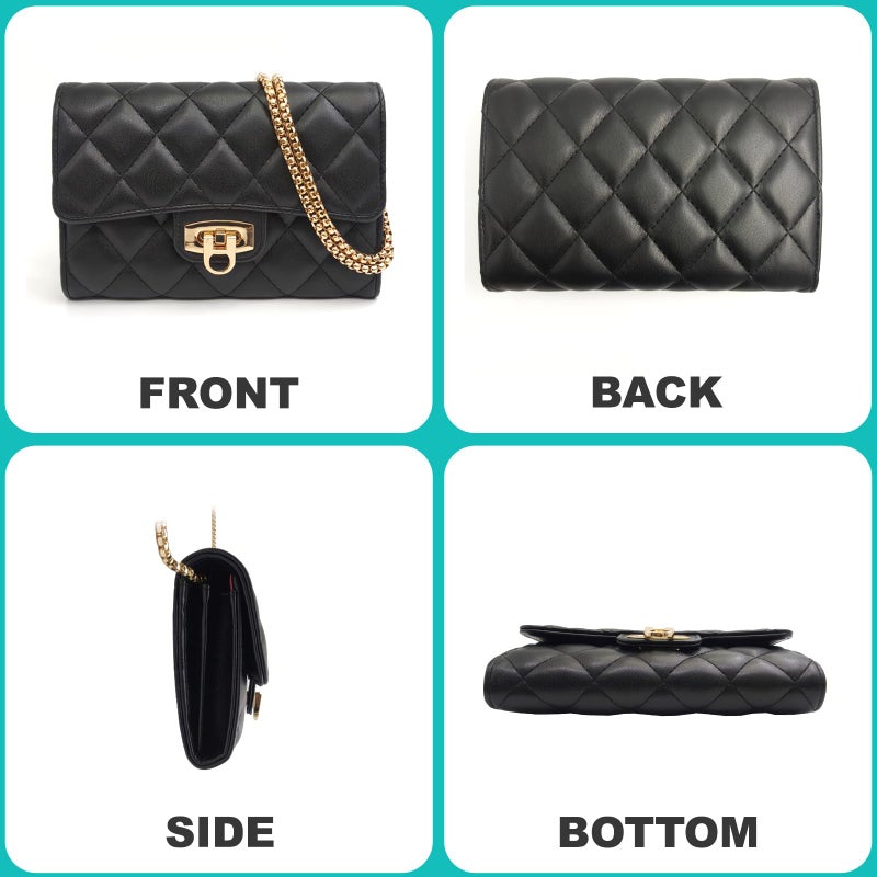 Cizenal Small Black Clutch Purses for Women with Quilted Designs, Women's Trendy Quilted Crossbody Bags - Stylish Shoulder Handbags (Black) - Image 5
