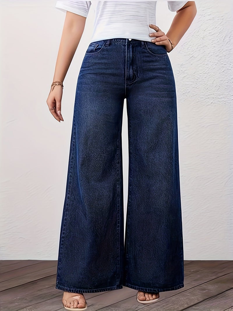 Women'S Denim Trousers That Are Versatile And Stylish, Featuring High-Waisted Wide-Leg Design, Focusing on Trendy Pieces for Fashionable Ladies - Image 2
