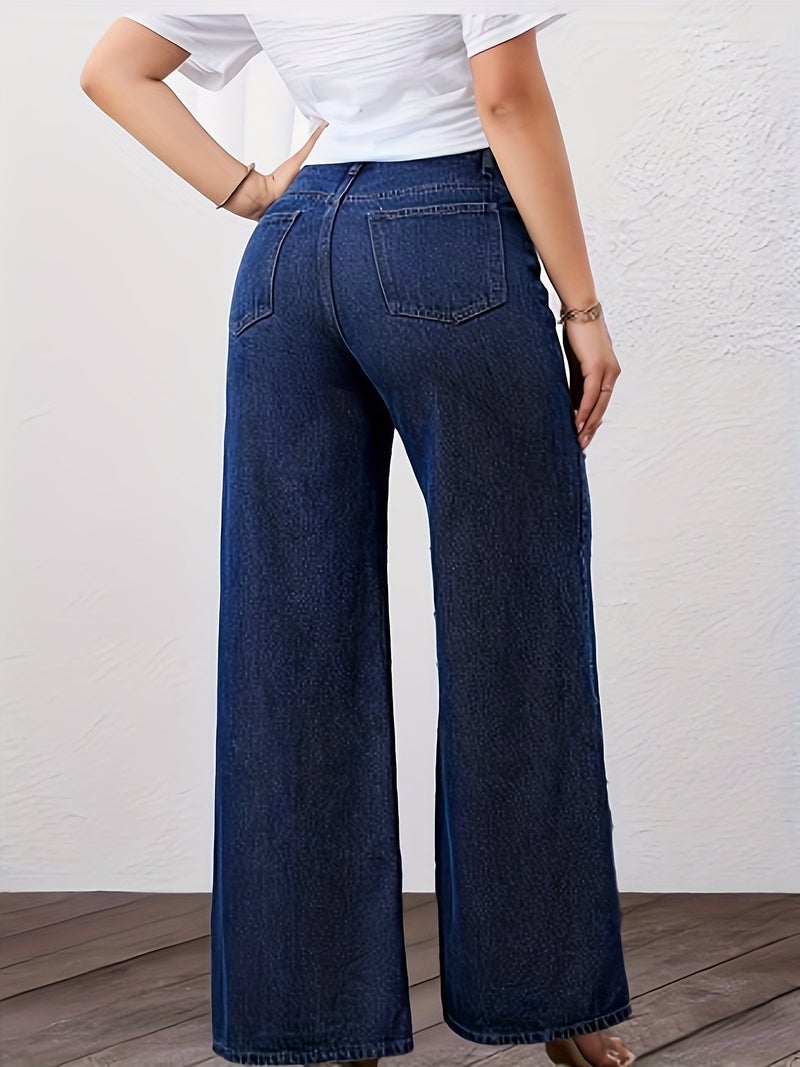 Women'S Denim Trousers That Are Versatile And Stylish, Featuring High-Waisted Wide-Leg Design, Focusing on Trendy Pieces for Fashionable Ladies - Image 4