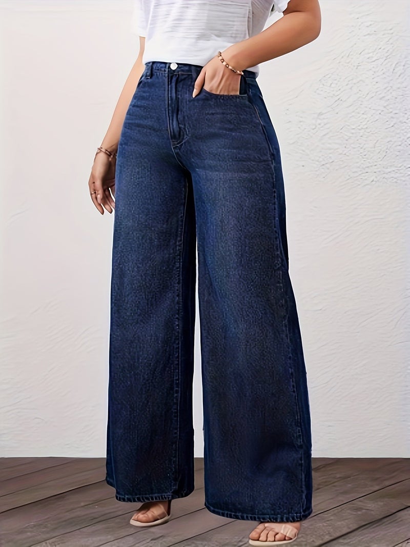 Women'S Denim Trousers That Are Versatile And Stylish, Featuring High-Waisted Wide-Leg Design, Focusing on Trendy Pieces for Fashionable Ladies - Image 3