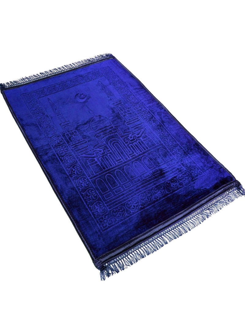 Prayer Mat Anti-Slip Velvet Top Prayer Rug 80 x 120 cm Blue  - Image 1