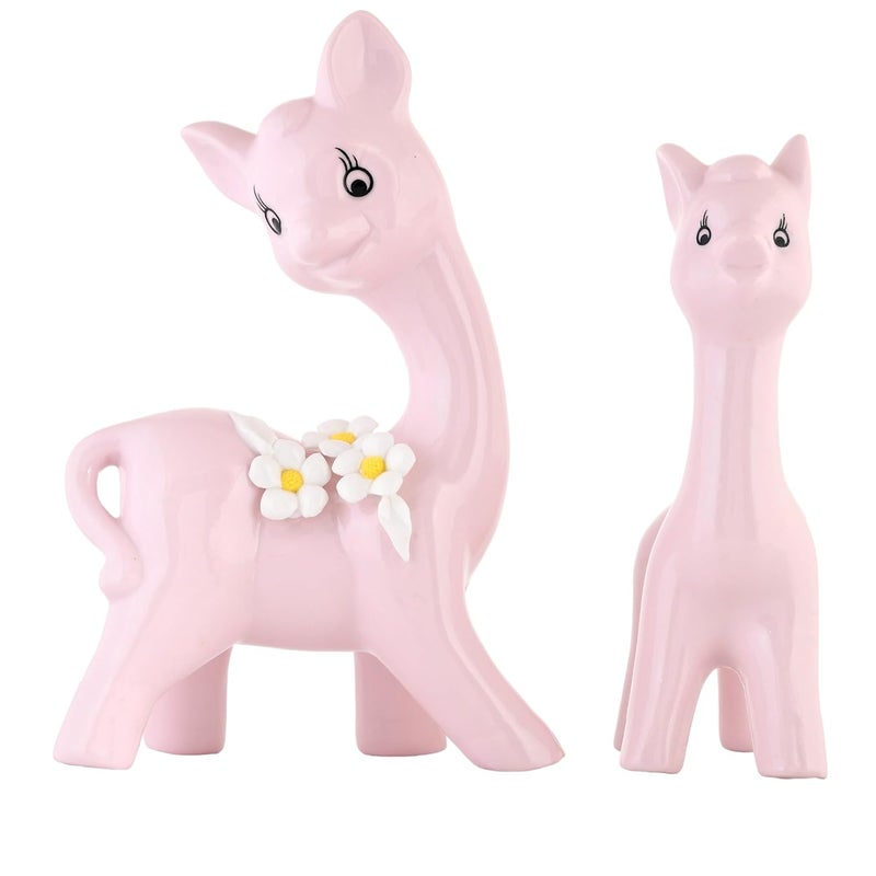 Xtore Modern fox Pair Ceramic Art Figurine Beautiful Home Decor Pack of 2 PINK - Image 3