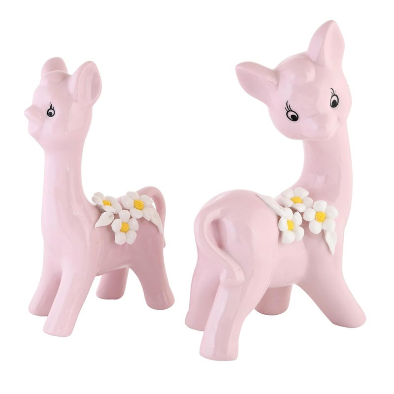 Xtore Modern fox Pair Ceramic Art Figurine Beautiful Home Decor Pack of 2 PINK - Image 5