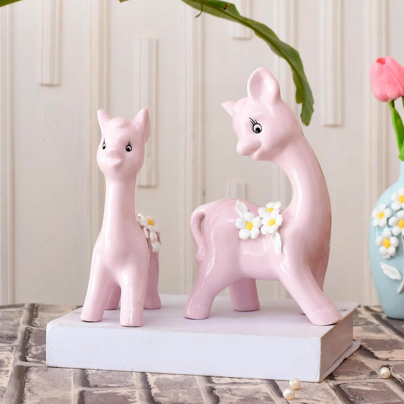 Xtore Modern fox Pair Ceramic Art Figurine Beautiful Home Decor Pack of 2 PINK - Image 2