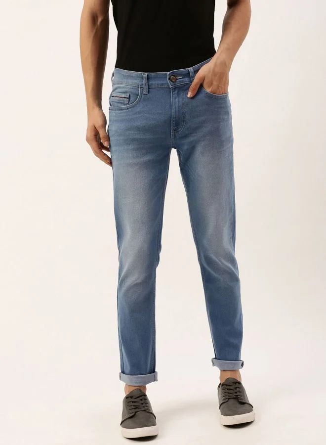 شركة المرآب الهندية Men Slim Fit Solid Mid-Rise Jeans