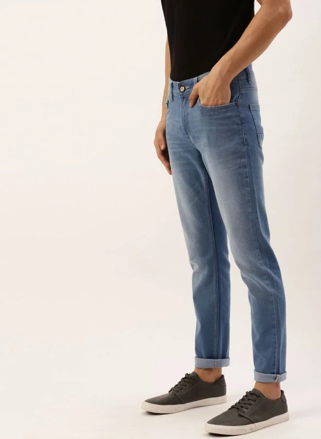 شركة المرآب الهندية Men Slim Fit Solid Mid-Rise Jeans