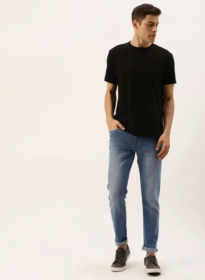 شركة المرآب الهندية Men Slim Fit Solid Mid-Rise Jeans