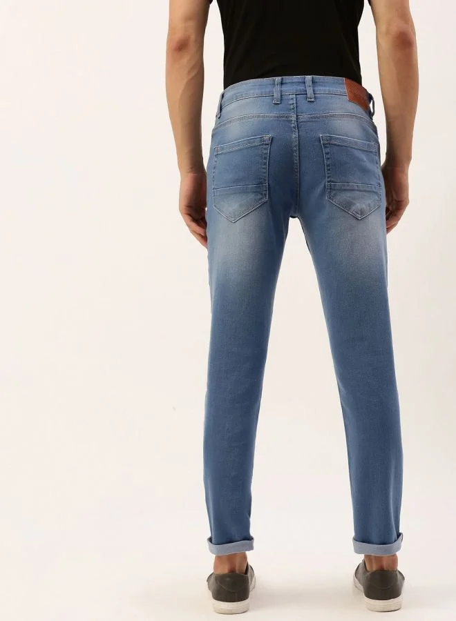 شركة المرآب الهندية Men Slim Fit Solid Mid-Rise Jeans