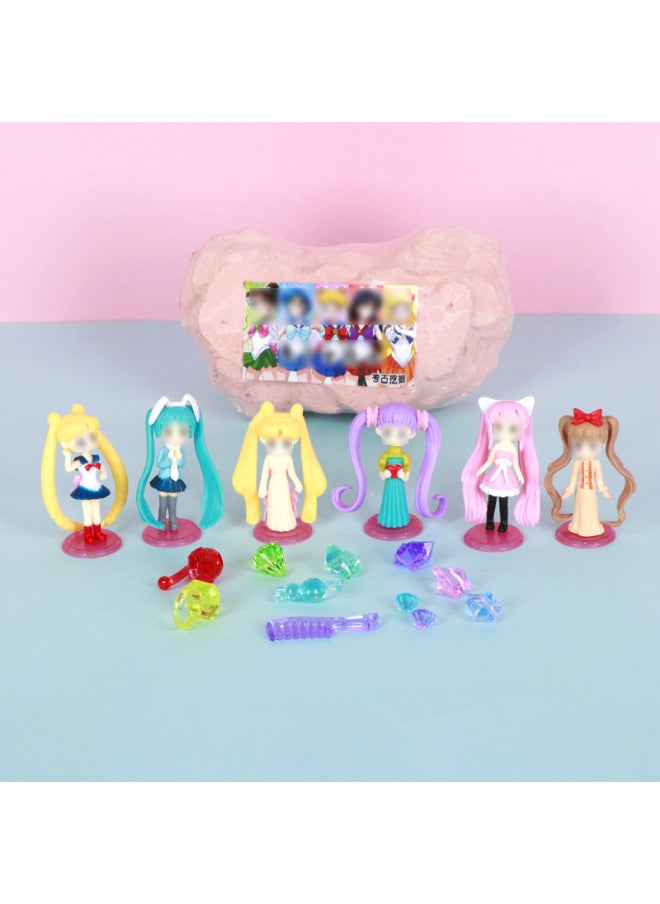 null - Archaeological Mining Toys Dinosaur Archaeological Fossil Gem Children's Handmade DIY Archaeological Mining Blind Box Digging Gem-Color:Large-tank Version Of The Variant Gold Steel (1 Random Doll 1 Motorcycle Racing 2 Special-shaped Gems 8-10 Broken Gems) - Image 1