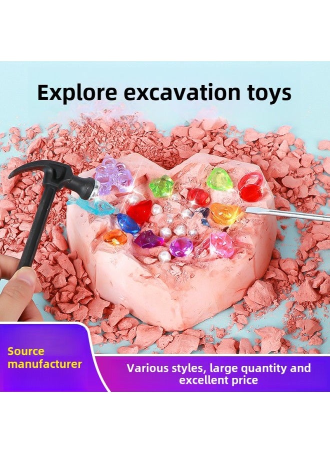 null - Archaeological Mining Toys Dinosaur Archaeological Fossil Gem Children's Handmade DIY Archaeological Mining Blind Box Digging Gem-Color:Large-tank Version Of The Variant Gold Steel (1 Random Doll 1 Motorcycle Racing 2 Special-shaped Gems 8-10 Broken Gems) - Image 1