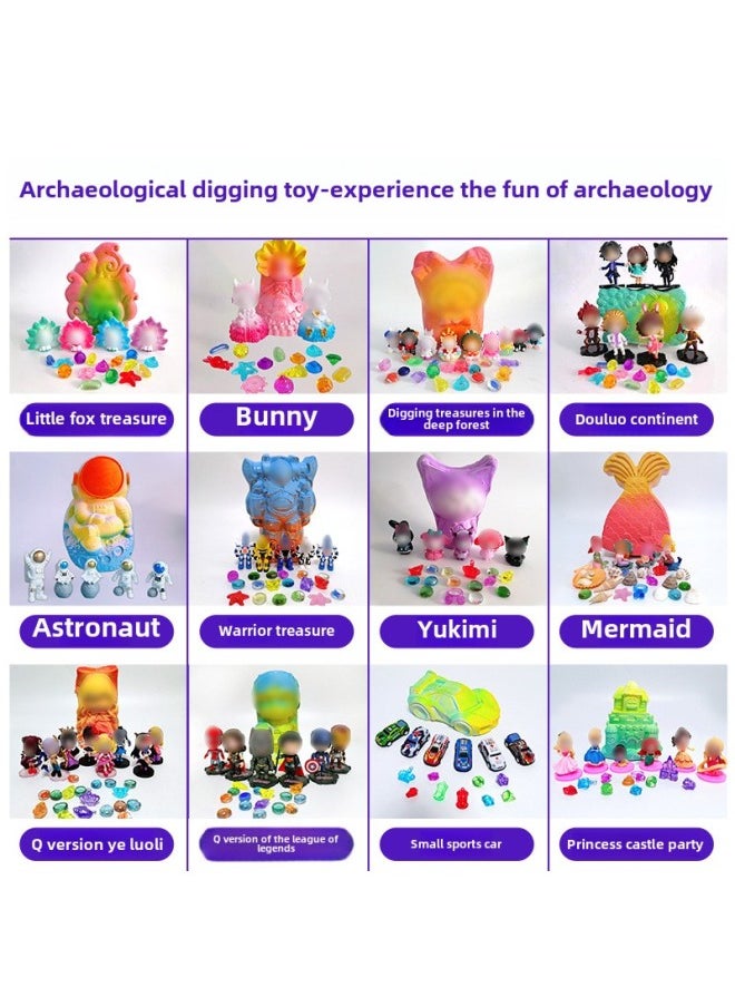 null - Archaeological Mining Toys Dinosaur Archaeological Fossil Gem Children's Handmade DIY Archaeological Mining Blind Box Digging Gem-Color:Large-tank Version Of The Variant Gold Steel (1 Random Doll 1 Motorcycle Racing 2 Special-shaped Gems 8-10 Broken Gems) - Image 1