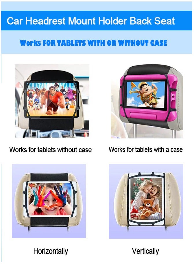 Generic Adjustable Car Headrest Tablets Mount Holder  Silicone Cover Bracket Seat Back Universal For 7-10 Inch Tablet  - Image 4
