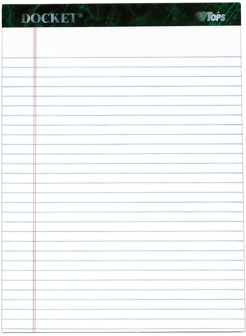 TOPS TOPS Docket Writing Pads, 8-1/2" x 11-3/4", Legal Rule, White Paper, 50 Sheets, 12 Pack (63410) - Image 1