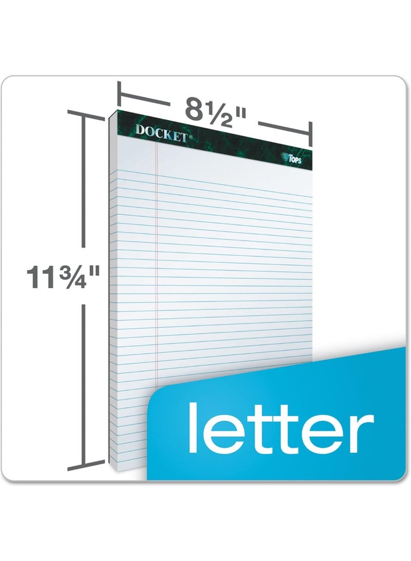 TOPS TOPS Docket Writing Pads, 8-1/2" x 11-3/4", Legal Rule, White Paper, 50 Sheets, 12 Pack (63410) - Image 2