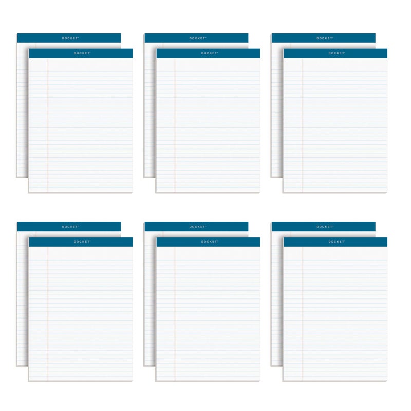 TOPS Docket Writing Pads, 8-1/2" x 11-3/4", Legal Rule, White Paper, 50 Sheets, 12 Pack (63410) - Image 1