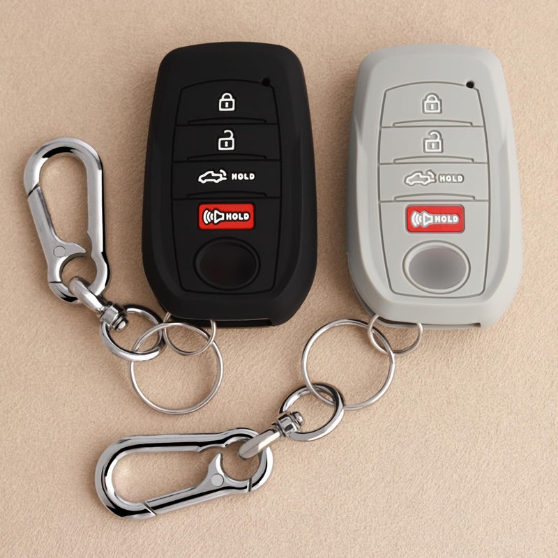 TANDRIVE Key Fob Cover for Toyota 2026 2025 2024 Tacoma and 2026-2022 Tundra, 4-Button, Silicone, 2-Pack, Black and Gray - Image 1