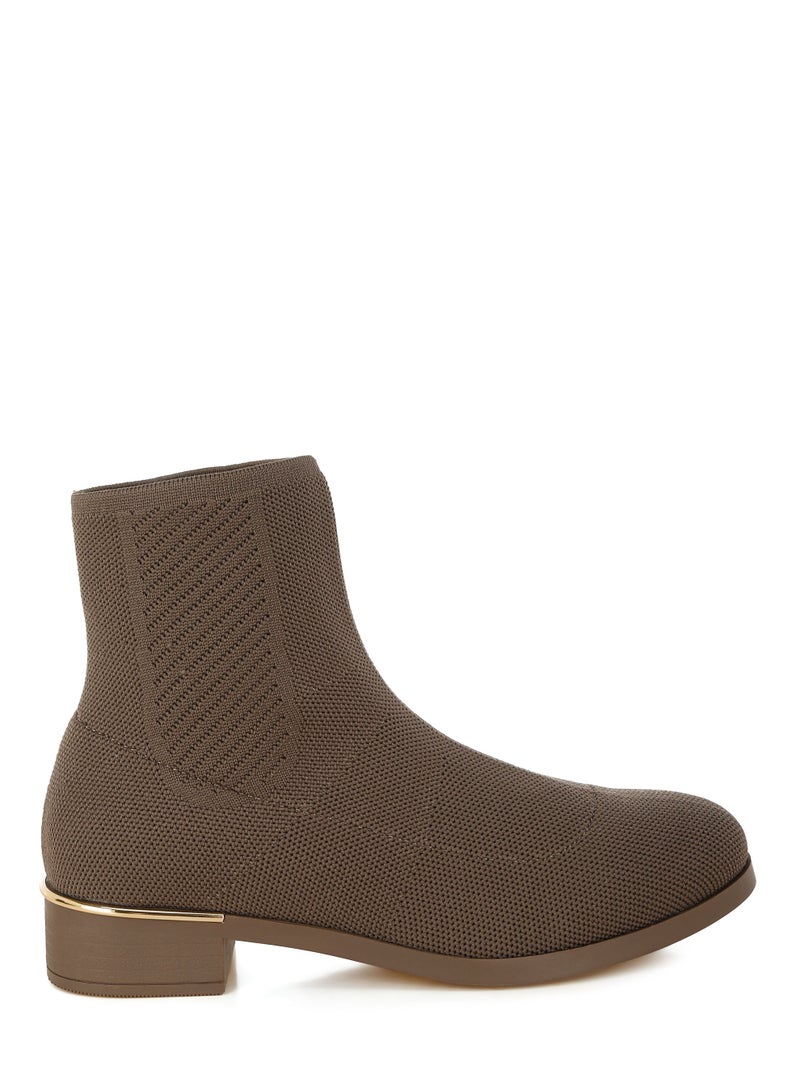 London Rag Women's Knitted Sock Boots in Taupe - Image 1
