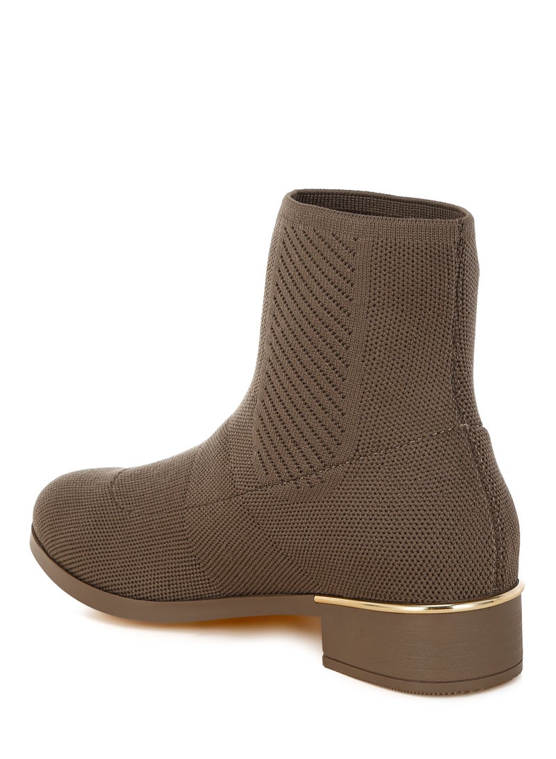 London Rag Women's Knitted Sock Boots in Taupe - Image 4