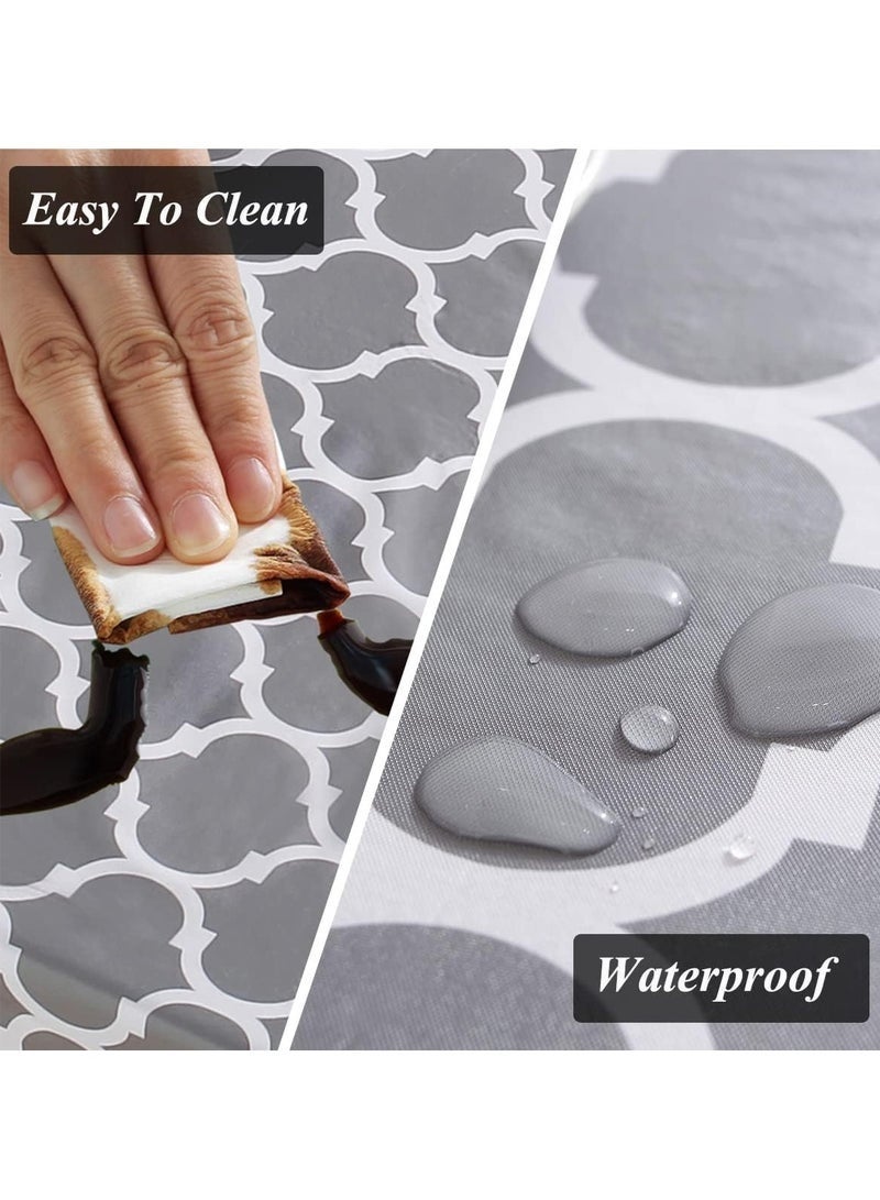 غطاء طاولة طعام مفرش طاولة مستطيل، مفرش طاولة من الفينيل المقاوم للماء مع ظهر من الفلانيل للطاولات المستطيلة، مفرش طاولة بلاستيكي مقاوم للانسكاب قابل للمسح لتناول الطعام والتخييم والاستخدام الداخلي والخارجي، 152 × 213 سم مفرش طاوله طعام - Image 2