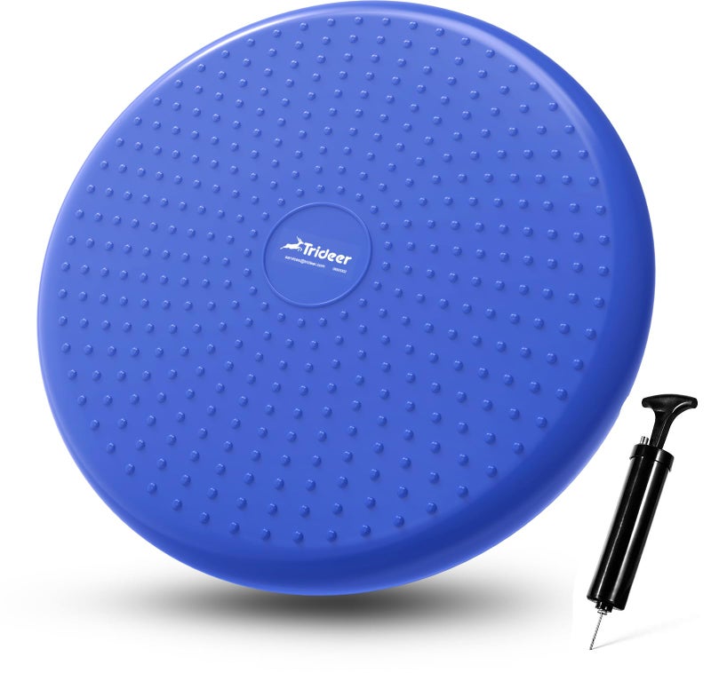 Trideer Trideer Inflated Wobble Cushion - Wiggle Seat for Sensory Kids(Multiple Colors), Balance Disc (Extra Thick), Flexible Seating for All Age (Blue)  - Image 1