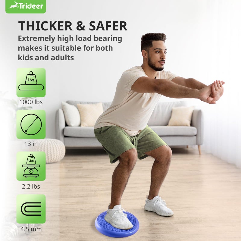 Trideer Trideer Inflated Wobble Cushion - Wiggle Seat for Sensory Kids(Multiple Colors), Balance Disc (Extra Thick), Flexible Seating for All Age (Blue)  - Image 3