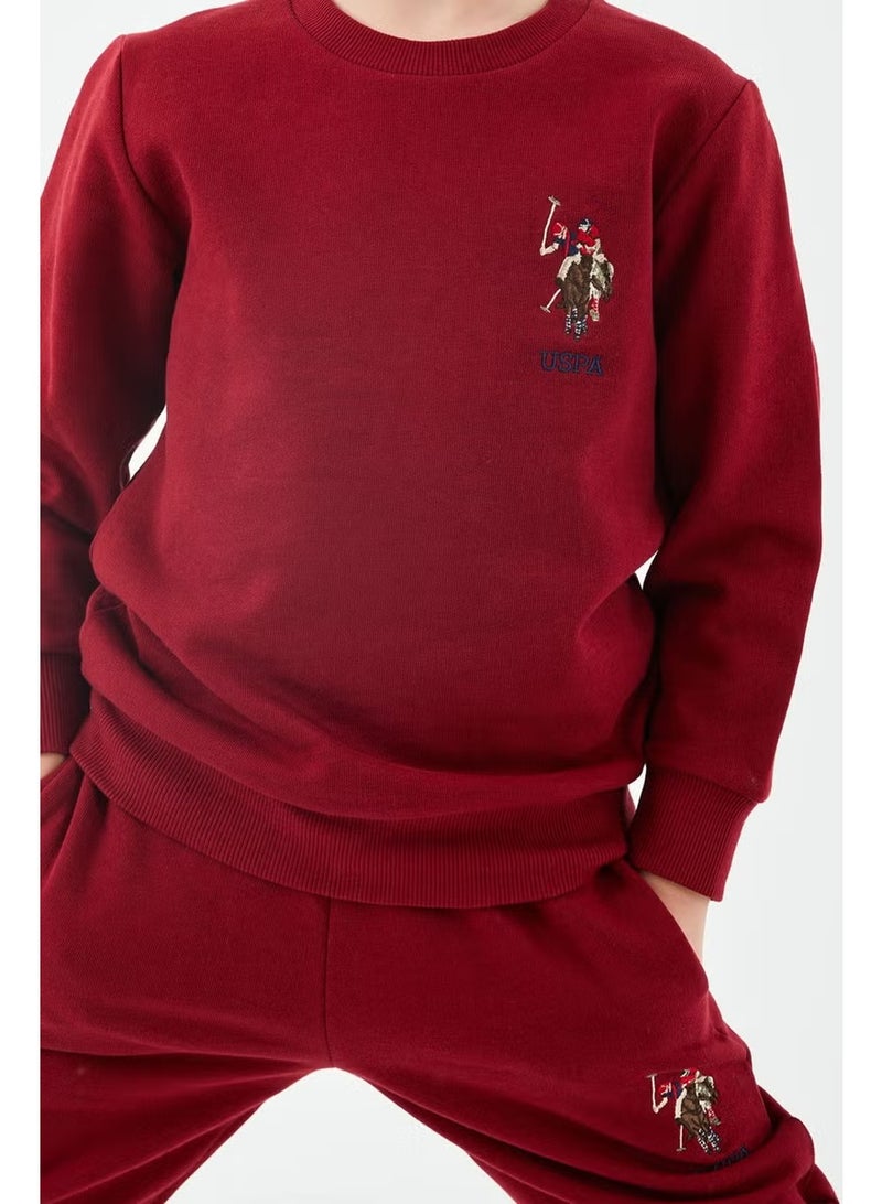 U.S. Polo Assn. BASE. Polo Assn. Base. Polo Assn Licensed Classic Claret Red Boys Crew Neck Tracksuit Suit - Image 3