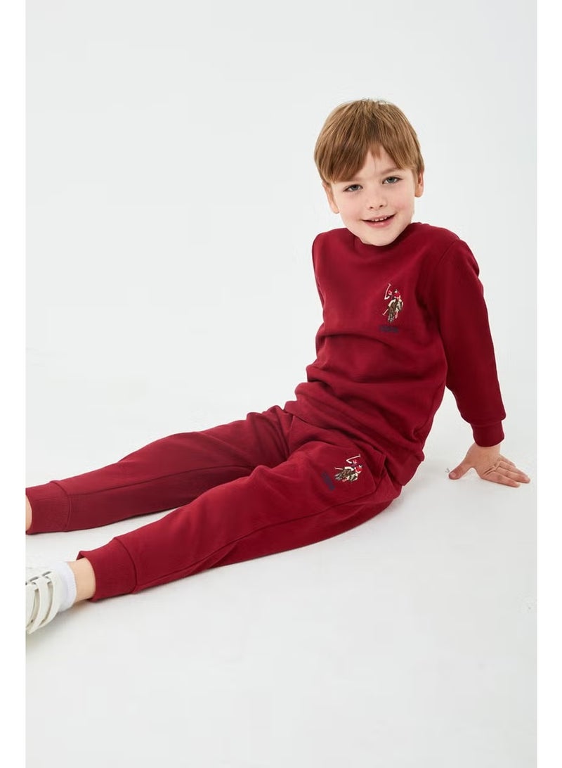 U.S. Polo Assn. BASE. Polo Assn. Base. Polo Assn Licensed Classic Claret Red Boys Crew Neck Tracksuit Suit - Image 1