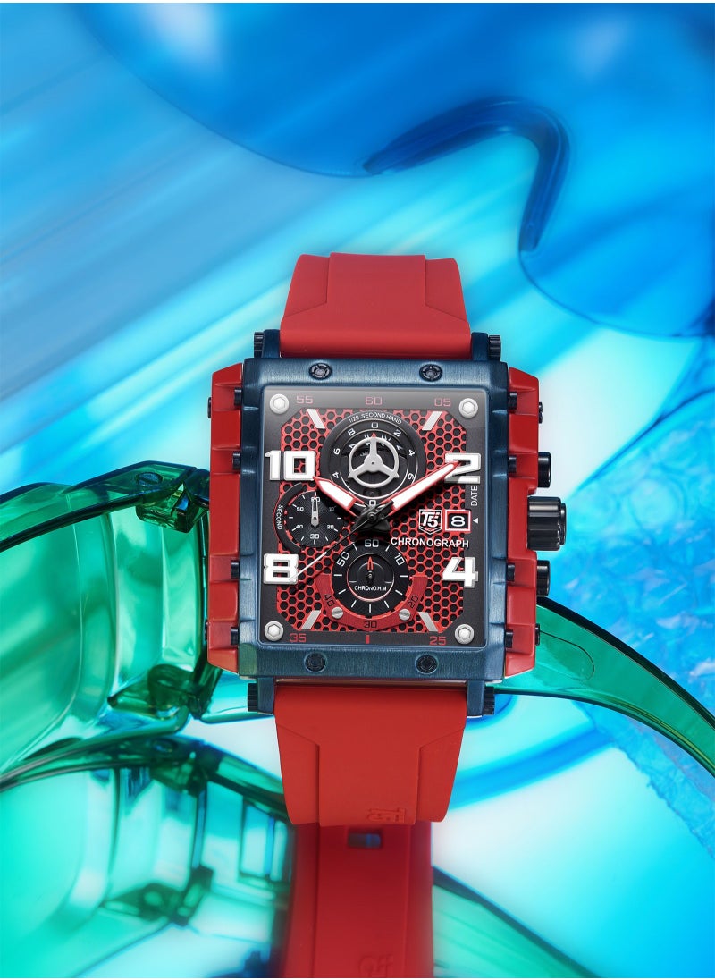 T5 T5 Men's Chronograph Square Dial Silicone Strap Watch  - Image 2