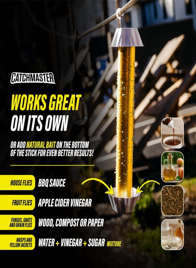 كاتشماستر مصائد ذباب كاتش ماستر جولد ستيك - 4 قطع، جاهزة للاستخدام في الأماكن المغلقة والمفتوحة. لاصق فرموني للحشرات والبعوض والذباب، أنبوب لاصق، قتل نظيف، يدوم طويلاً، غير سام - صنع في الولايات المتحدة الأمريكية - Image 5