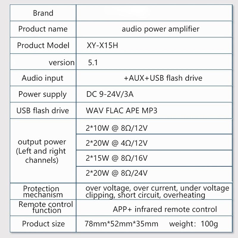 Black Bluetooth Amplifier Board 15W Stereo Audio Power Amplifier 12V 24V USB AUX Input Remote - Image 4