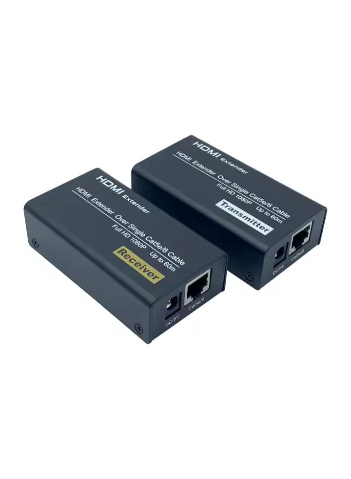 HDMI Extender Over Single CAT6 Cable – 60M 1080P Full HD – Heavy-Duty Metal Case – Plug & Play – Includes Power Adapters – Ideal for CCTV, TV, Projectors - Image 4