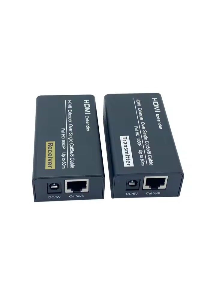 HDMI Extender Over Single CAT6 Cable – 60M 1080P Full HD – Heavy-Duty Metal Case – Plug & Play – Includes Power Adapters – Ideal for CCTV, TV, Projectors - Image 3