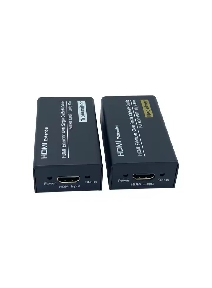 HDMI Extender Over Single CAT6 Cable – 60M 1080P Full HD – Heavy-Duty Metal Case – Plug & Play – Includes Power Adapters – Ideal for CCTV, TV, Projectors - Image 2