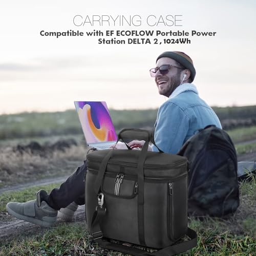 OCXLLEATLY Portable Carrying Case Compatible with ECOFLOW DELTA 2 1024Wh, Protective Storage Bag for Power Station and Accessories, with Multiple Quick Connect and Heat Dissipation Windows - Image 2
