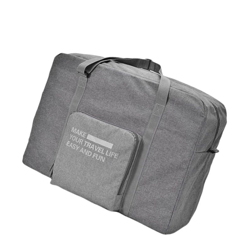 Portable Canvas Travel Duffel Bag Luggage Tote Foldable Trolley Pouch for Weekender Overnight Business (Grey) - Image 2