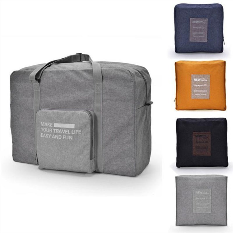 Portable Canvas Travel Duffel Bag Luggage Tote Foldable Trolley Pouch for Weekender Overnight Business (Grey) - Image 5