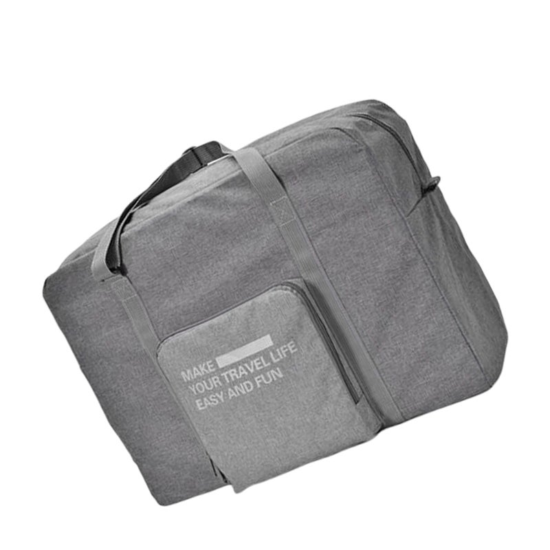 Portable Canvas Travel Duffel Bag Luggage Tote Foldable Trolley Pouch for Weekender Overnight Business (Grey) - Image 1