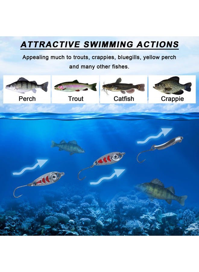 VATEICO Spoon Fishing Lures,12pcs Blade Spoons Spinnerbait with Single Hook Saltwater Jig Lure Trout Bass Salmon Pike Walleye Spinner Baits Kit for Char Perch Type A - Image 5