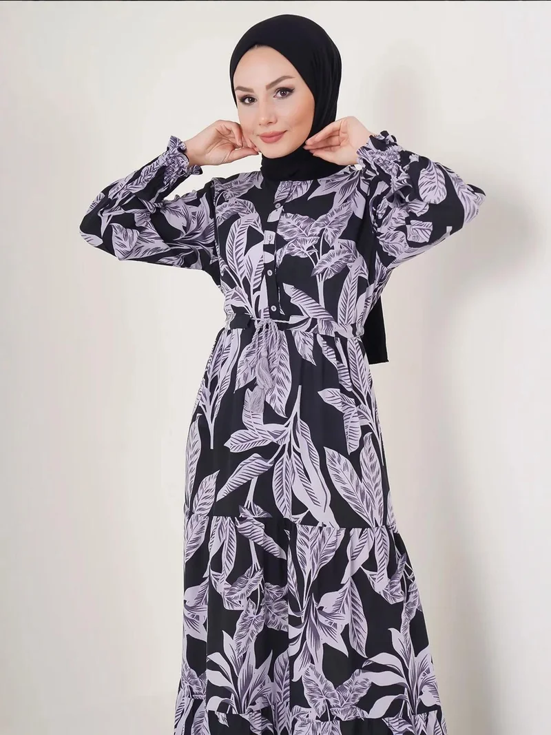 BIG DART BDART Floral Maxi Dress with Crew Neck and Button Closure