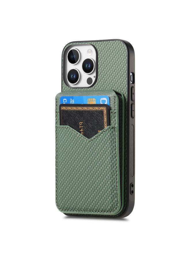 erorex Case For iPhone 16 Pro Max Carbon Fiber MagSafe Vertical Flip Card Bag Phone Case - Image 2