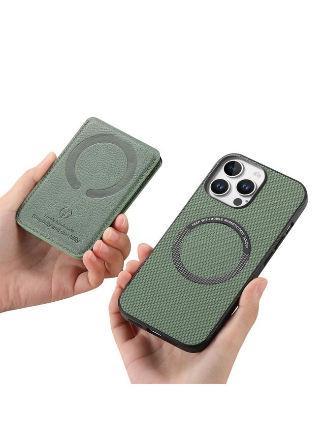 erorex Case For iPhone 16 Pro Max Carbon Fiber MagSafe Vertical Flip Card Bag Phone Case - Image 3