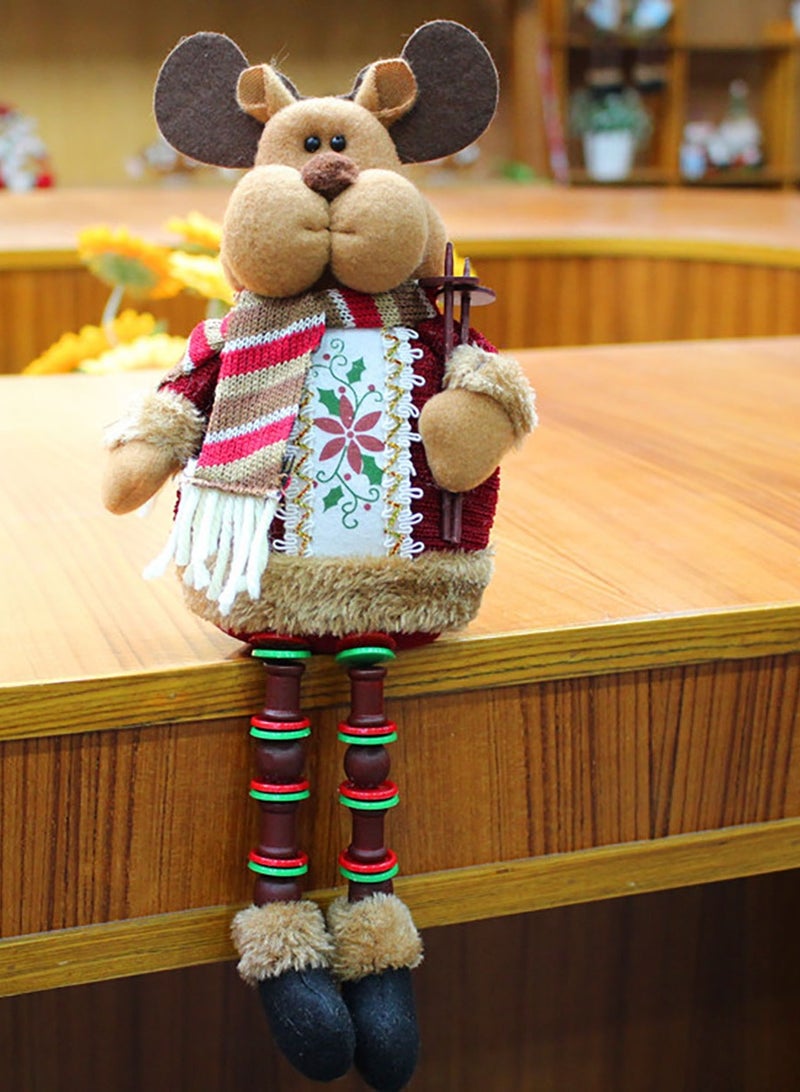 TAPIT Christmas Plush Stuffed Doll Decorations Christmas Elves Santa Reindeer Snowman Figurine Decorations Standing Long Legs Doll Toys Xmas Fireplace Home Decoration for Xmas Party 1PCS - Image 2